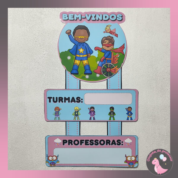 BEM-VINDOS -SUPER-HERÓIS-PLAQUINHA PARA PORTA