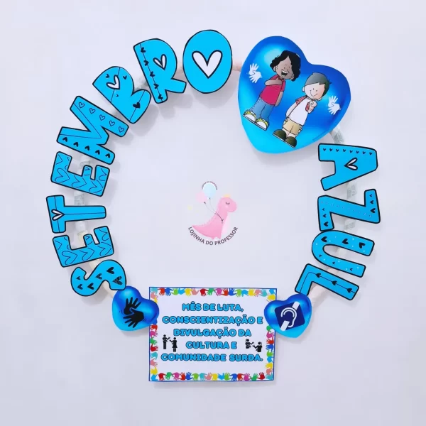setembro azul,bambolê setembro azul, surdos, mês dos surdos,moldura para foto