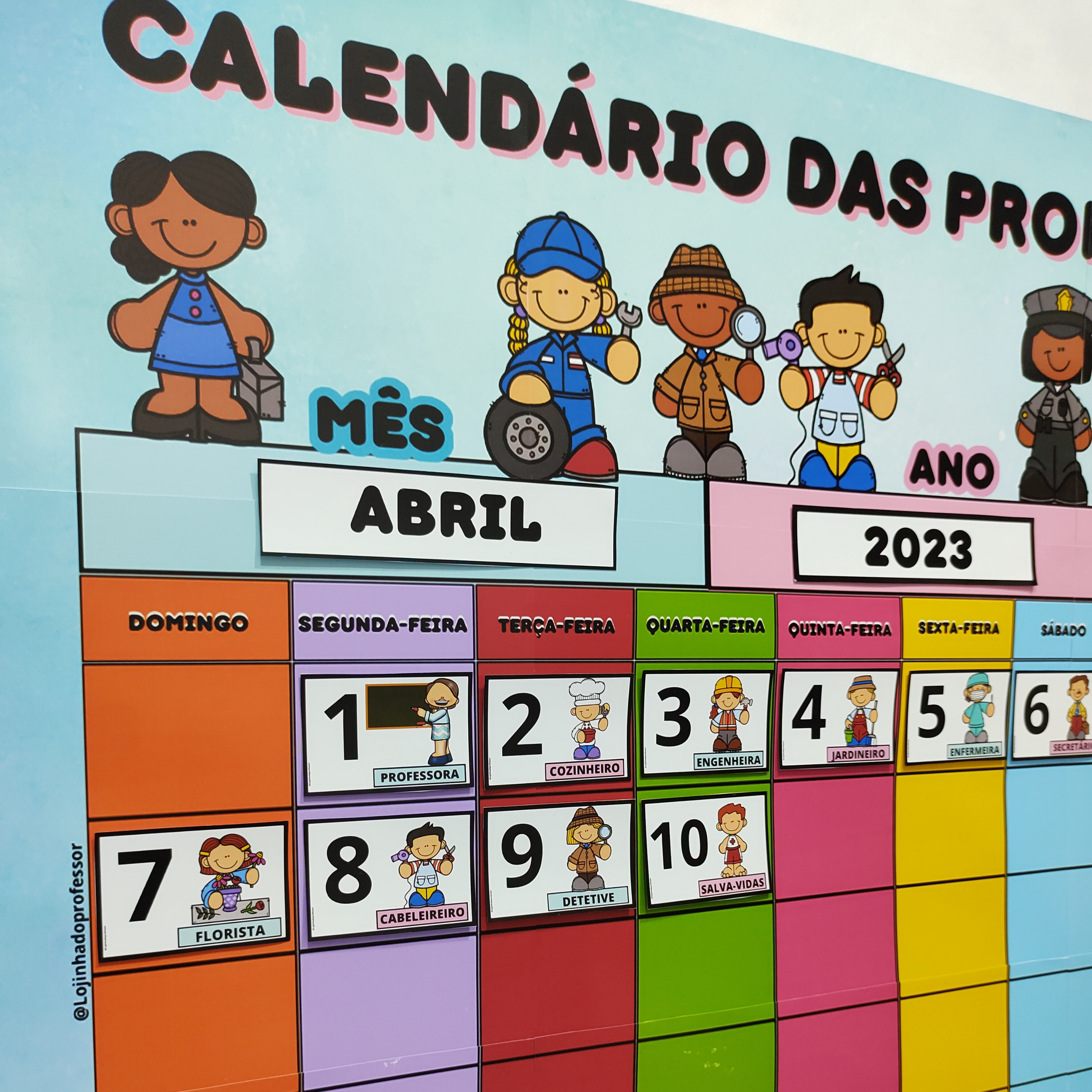 Calendário das profissões - Lojinha do professor