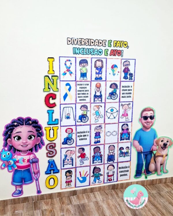 incLusão,semana nacional da pessoa com deificiência intectual e múltipla, painel semana da educação especial,Inclusão, Respeito, Diversidade, Acessibilidade, Autonomia, Conscientização, Apoio, Direitos, Valorização, Potencial.