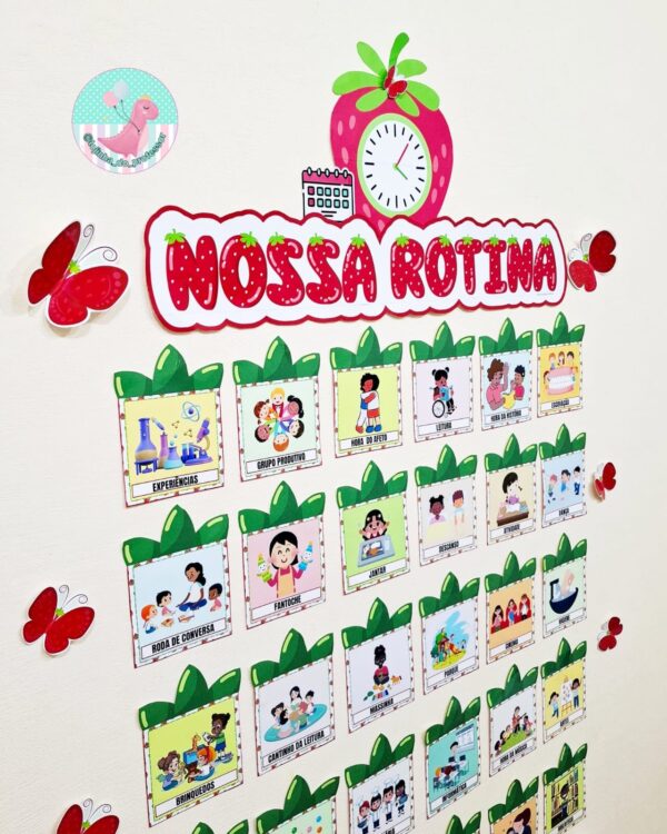 nossa rotina, rotina,sala de aula, cartaz para sala de aula , morango do amor, recursos pedagógicos, educação, pedagogia, ornamentação para sala de aula, escola, educação infantil, ensino fundamental, lojinha do professor