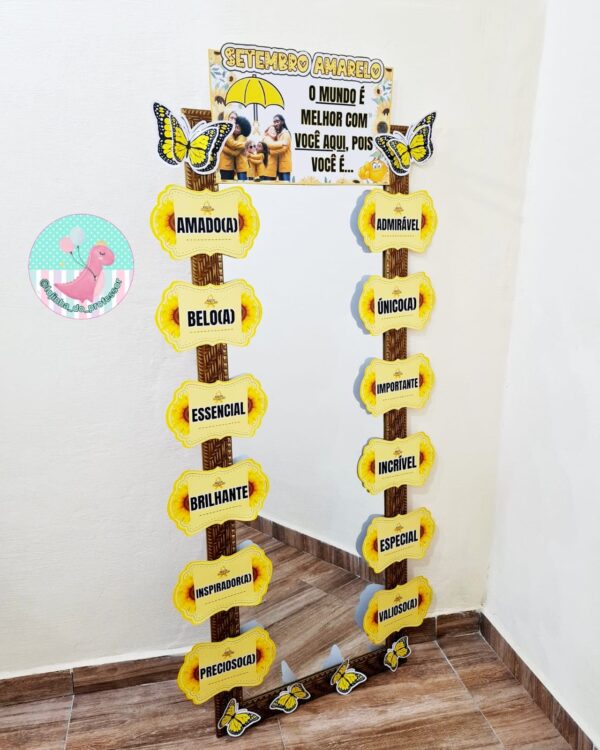 mês de prevenção ao suicídio, valorização da vida,setembro amarelo,painel setembro amarelo,painel setembro amarelo, caixa mimo setembro amarelo, espelho das afirmações setembro amarelo,setembro amarelo