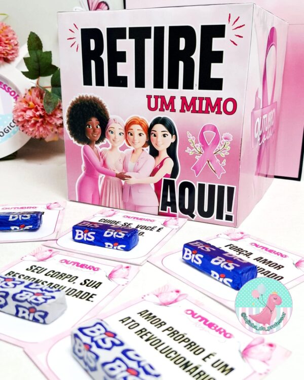 caixa mimo outubro rosa,outubro rosa, painel outubro rosa, kit outubro rosa, câncer de mama, juntas pela vida, um toque , toque de vida , campanha outubro rosa