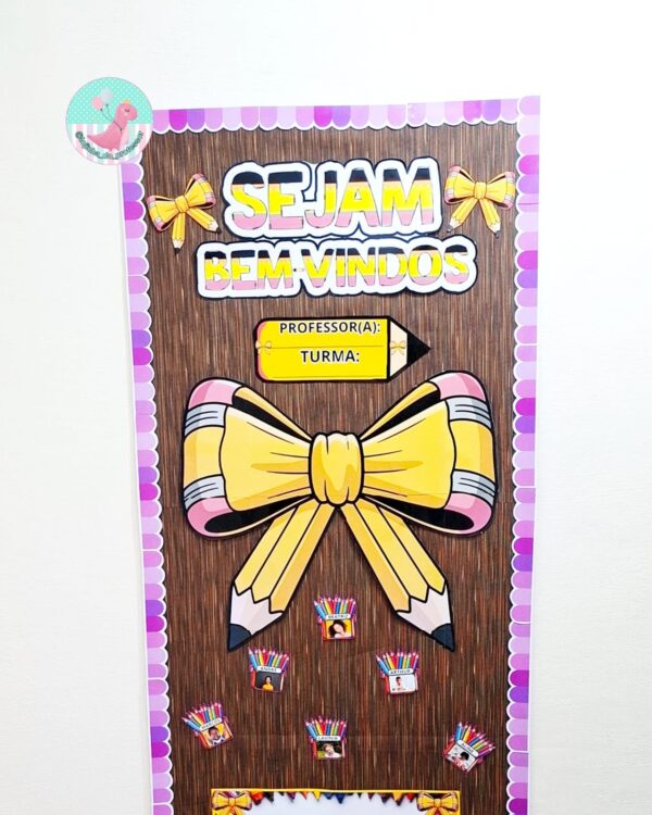 Decoração para porta-volta às aulas-Laço lápis