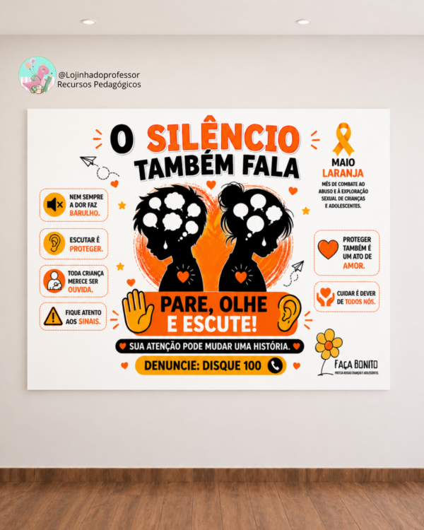 O silêncio também fala-Painel Maio Laranja