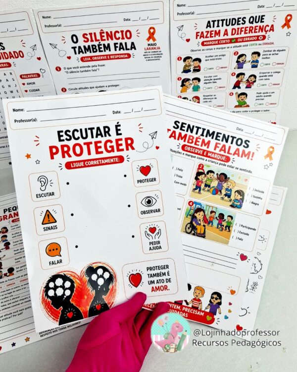 Atividades educativas sobre cuidado, amor e proteção