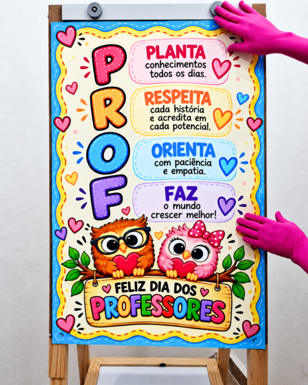 Arte para Cavalete – Acróstico PROF-Feliz Dia dos Professores