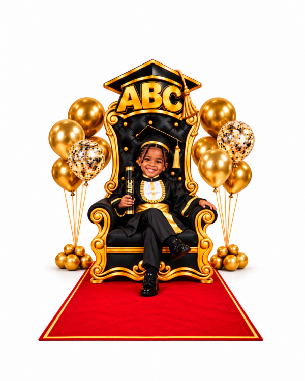 Trono para fotos ABC-Formandos+Canudo com certificado e Capelo