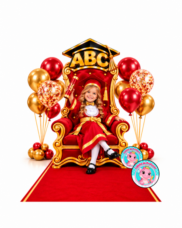 Trono para fotos ABC-Formandos-Canudo,certificado e Capelo-Vermelho