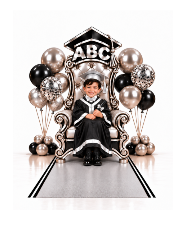 Trono para fotos ABC-Formandos-Canudo,certificado e Capelo-Prata